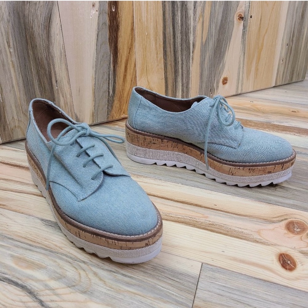 Light Blue Denim Platform Oxfords - Picture 6 of 6